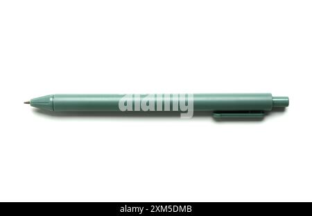 Stylish green ballpoint pen on white background Stock Photo