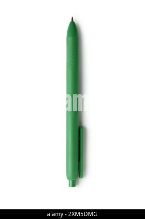 Stylish green ballpoint pen on white background Stock Photo
