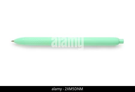 Stylish green ballpoint pen on white background Stock Photo