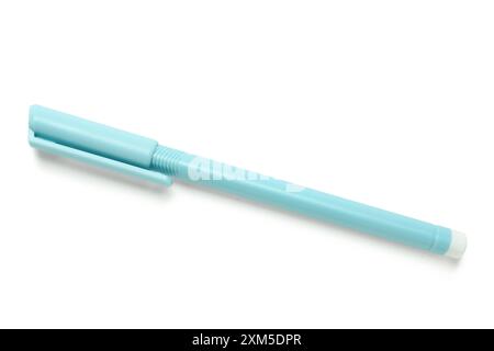Blue ballpoint pen on white background Stock Photo