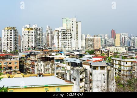 View of houses in the historic centre of Macau Stock Photo