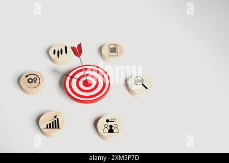 Target customer, targeting the business concept, digital marketing icons on virtual screen, Business goal, Digital marketing, online business, Set goa Stock Photo