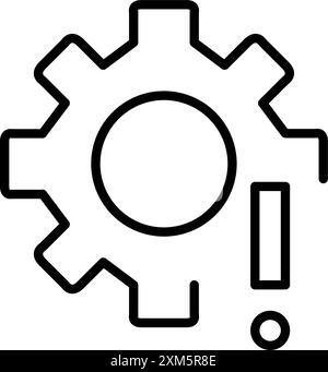 System notification. Configuration options. Cogwheel and exclamation mark. Pixel perfect, editable stroke icon Stock Vector