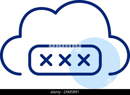Cloud and password covered by asterisks. Secure data storage, protected account. Pixel perfect, editable stroke icon Stock Vector