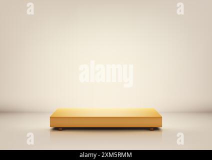 Minimal 3D Yellow Platform on White Background for Product Display and Mockup, Modern Style Design for Showroom Showcase Stock Vector