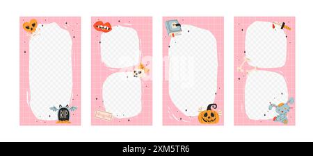 Happy Halloween stories template for phone photo Stock Vector