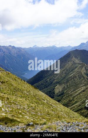 view while hiking the kepler trek Stock Photo