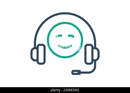 Customer service icon. headphone with people. icon related to assist. line icon style. business elements vector illustration Stock Vector