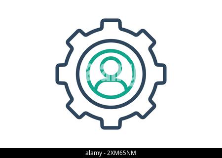 Human resource icon. people in gear. icon related to manage. line icon style. business elements vector illustration Stock Vector