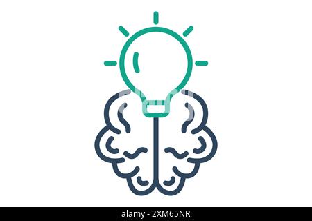 Brainstorm icon. brain with lightbulb. icon related to idea, inspire. line icon style. business elements vector illustration Stock Vector