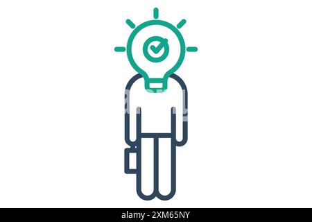 Brand awareness icon. people with lightbulb. icon related to recognize. line icon style. business elements vector illustration Stock Vector