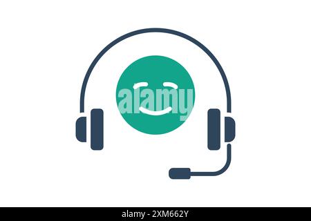 Customer service icon. headphone with people. icon related to assist. solid icon style. business elements vector illustration Stock Vector