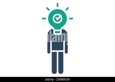 Brand awareness icon. people with lightbulb. icon related to recognize. solid icon style. business elements vector illustration Stock Vector
