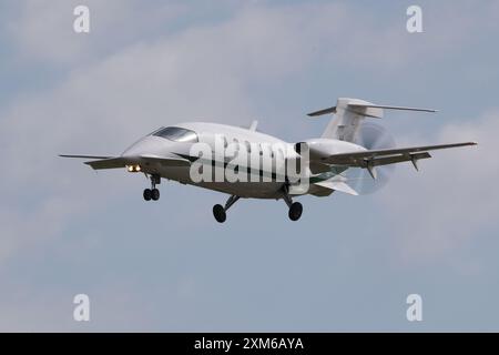 RAF Fairford, UK. 18 July 2024. Italian Piaggio P.180 Avanti arriving at  RIAT 2024. Stock Photo