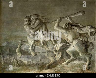 Centauro che rapisce una satiressa - affresco  - Giandomenico Tiepolo  - XVIII secolo  - Venezia, Museo di Ca’ Rezzonico Stock Photo