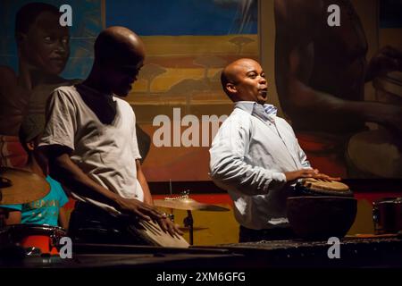 Two musicians in a concert in Mama Africa Restaurant in Cape Town Stock Photo