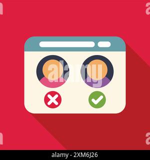 Website showing two user profiles with one getting accepted and the other rejected Stock Vector