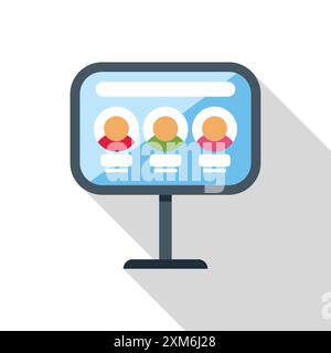 Digital interactive kiosk is showing profiles of people, concept of public service Stock Vector