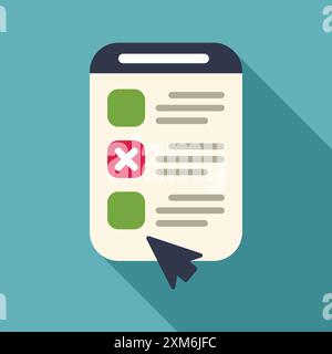 Online survey form being filled on a mobile device with a mouse cursor selecting an option Stock Vector