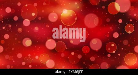 Elegant royal red and scarlet seamless background with bokeh effect and gradient mesh. Luxurious holiday wallpaper. Abstract vector illustration Stock Vector