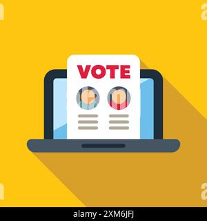 Online voting document on a laptop screen showing candidate choices for an upcoming election Stock Vector