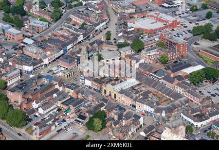 An aerial photograph of Pontefract historic town centre, west yorkshire, northern england, UK Stock Photo