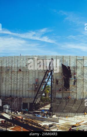Construction workers working on construction site. Stock Photo