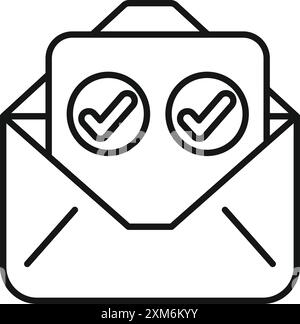 Icon showing a double opt in confirmation being sent by email Stock Vector