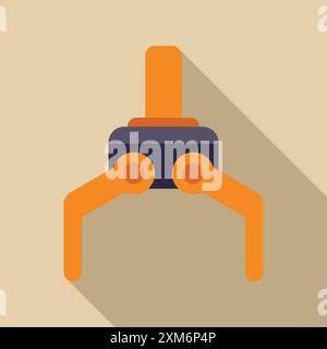 Robotic arm gripper, holding with two claws, in a flat design icon style Stock Vector