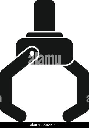 Industrial robot arm picking up object silhouette icon in simple style on a white background Stock Vector