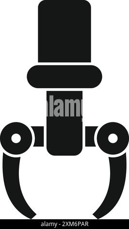 Industrial robot arm holding with two claws glyph icon for web, mobile and infographics Stock Vector