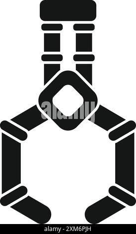 Industrial robot arm gripper holding object silhouette icon, automation and industry production symbol Stock Vector