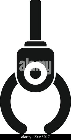 Simple, bold icon of a robotic arm holding something with two fingers Stock Vector