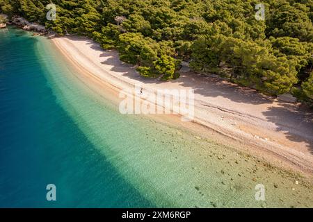 Punta Rata beach near Brela seen from above, Croatia, Europe Stock Photo