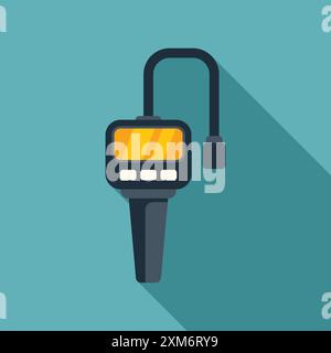 Digital clamp meter measuring electricity consumption with long shadow on turquoise background Stock Vector