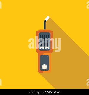 Portable gas detector showing methane level with a long shadow on a yellow background Stock Vector