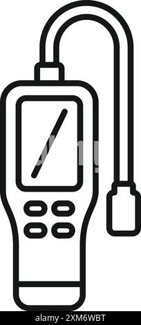 Line art icon of a gas detector device measuring methane level Stock Vector