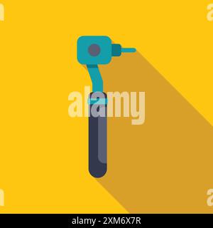 Dentist drill illustration using flat design style on yellow background Stock Vector