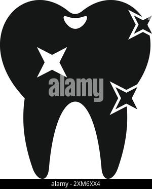 Black tooth icon representing the concept of teeth whitening and dental health Stock Vector