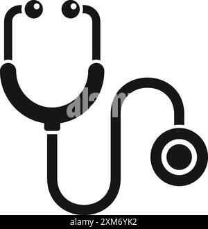 Simple black icon of a stethoscope, the tool used by doctors to listen to a patient's heartbeat Stock Vector