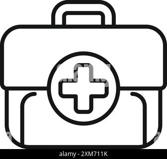 Simple line art icon of a first aid kit, symbolizing medical care and emergency preparedness Stock Vector