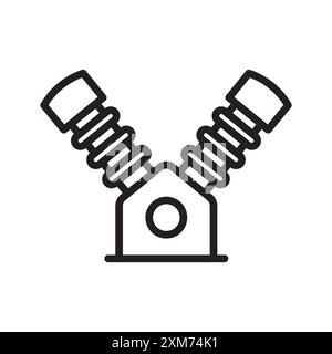 Air compressor pump icon Black line art vector in black and white outline set collection sign Stock Vector