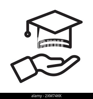 Accessible or free education icon Black line art vector in black and white outline set collection sign Stock Vector