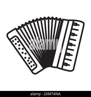 Accordion icon Black line art vector in black and white outline set collection sign Stock Vector