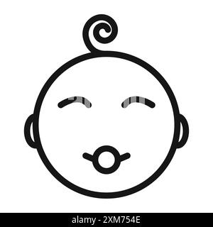 baby face icon Black line art vector in black and white outline set collection sign Stock Vector