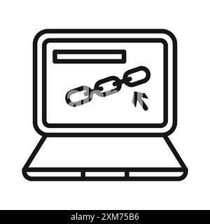 Backlink icon Black line art vector in black and white outline set collection sign Stock Vector
