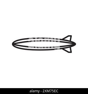Airship icon Black line art vector in black and white outline set collection sign Stock Vector