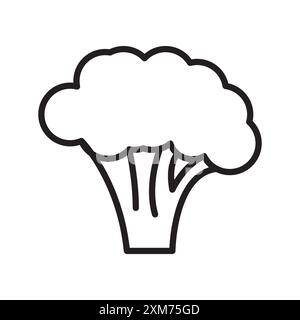 Broccoli icon (2) Black line art vector in black and white outline set collection sign Stock Vector