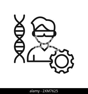 Biomedical engineer icon Black line art vector in black and white outline set collection sign Stock Vector