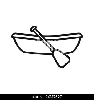 canoe icon Black line art vector in black and white outline set collection sign Stock Vector